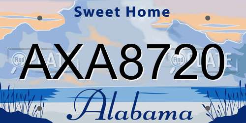 AXA8720 Alabama License Plate
