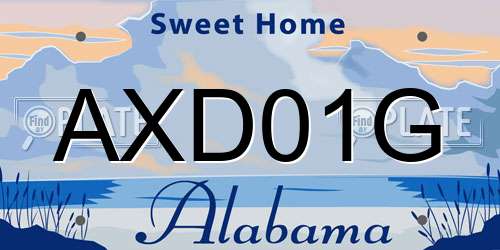 AXD01G Alabama License Plate
