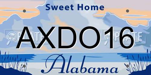 AXDO16 Alabama License Plate