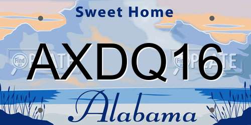 AXDQ16 Alabama License Plate