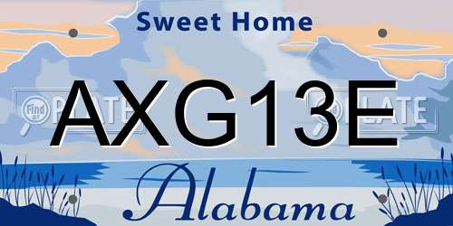 AXG13E Alabama License Plate