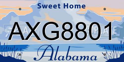 AXG8801 Alabama License Plate