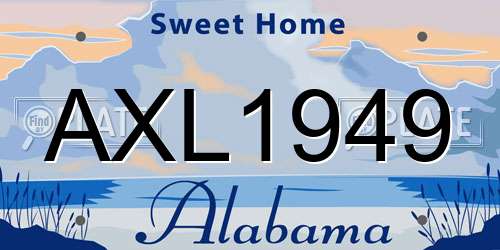 AXL1949 Alabama License Plate