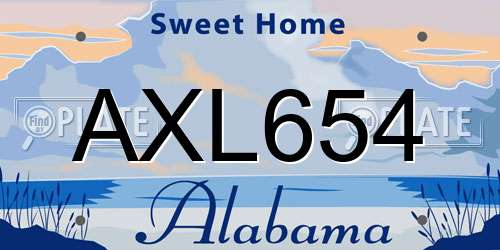 AXL654 Alabama License Plate