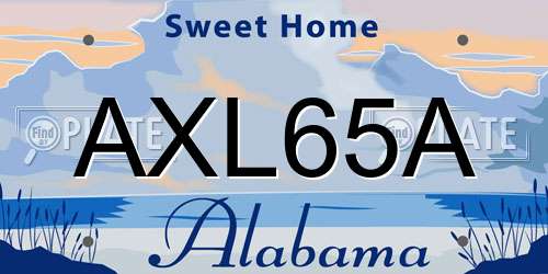 AXL65A Alabama License Plate