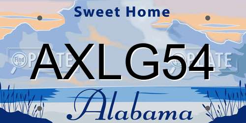 AXLG54 Alabama License Plate