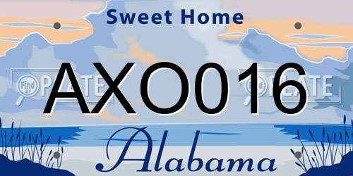 AXO016 Alabama License Plate