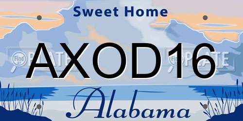 AXOD16 Alabama License Plate