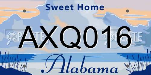AXQ016 Alabama License Plate
