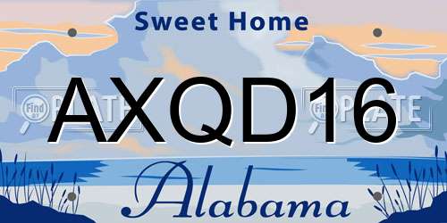 AXQD16 Alabama License Plate