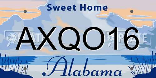 AXQO16 Alabama License Plate