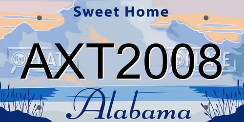 AXT2008 Alabama License Plate