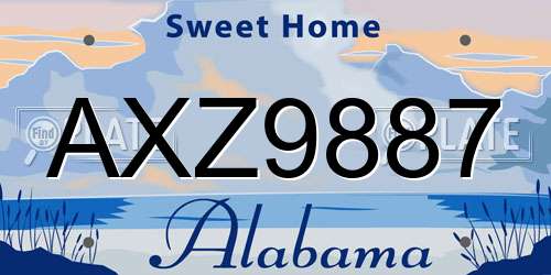 AXZ9887 Alabama License Plate