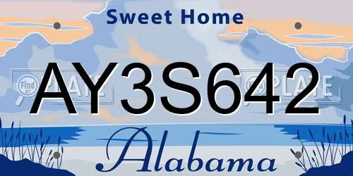AY3S642 Alabama License Plate