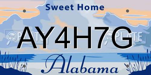 AY4H7G Alabama License Plate