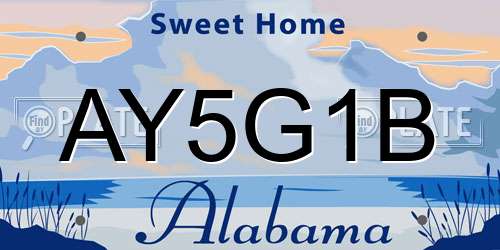 AY5G1B Alabama License Plate