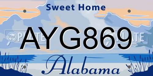 AYG869 Alabama License Plate