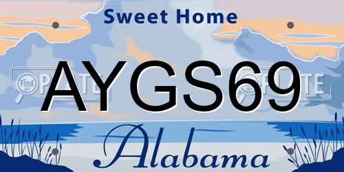 AYGS69 Alabama License Plate