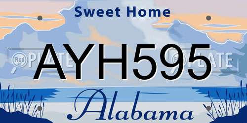 AYH595 Alabama License Plate