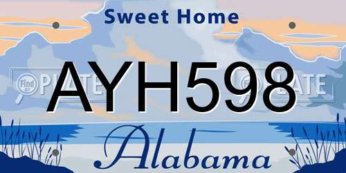 AYH598 Alabama License Plate