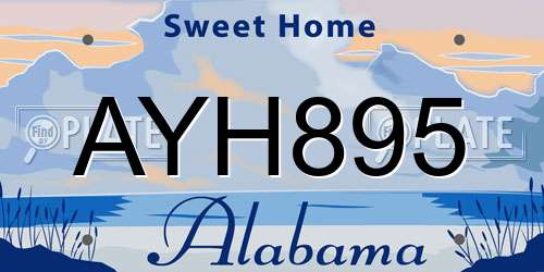AYH895 Alabama License Plate