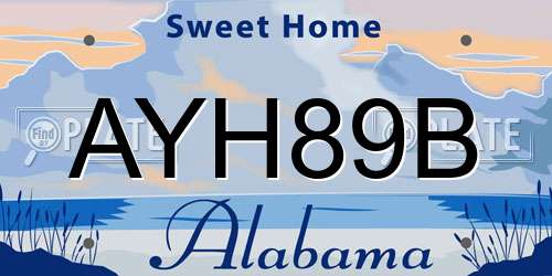 AYH89B Alabama License Plate