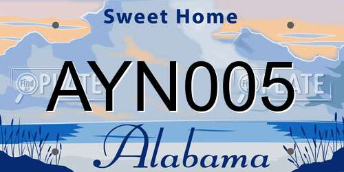 AYN005 Alabama License Plate