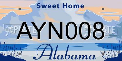 AYN008 Alabama License Plate