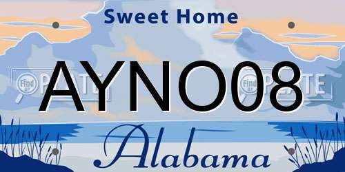 AYNO08 Alabama License Plate