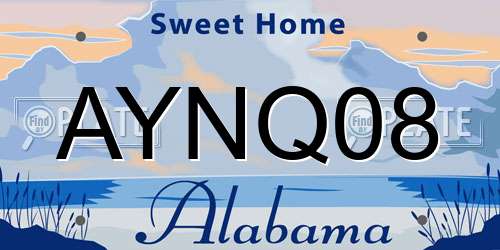 AYNQ08 Alabama License Plate