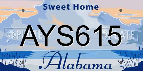 AYS615 Alabama License Plate