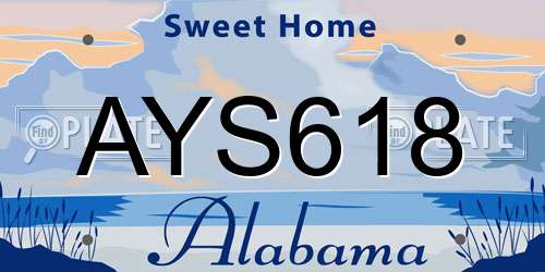 AYS618 Alabama License Plate