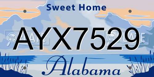 AYX7529 Alabama License Plate
