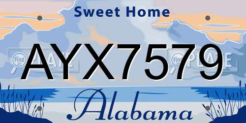 AYX7579 Alabama License Plate