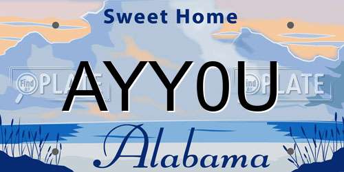 AYY0U Alabama License Plate