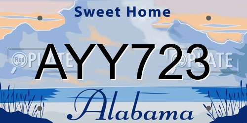 AYY723 Alabama License Plate