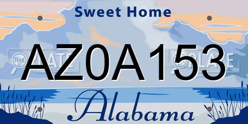 AZ0A153 Alabama License Plate