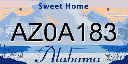 AZ0A183 Alabama License Plate