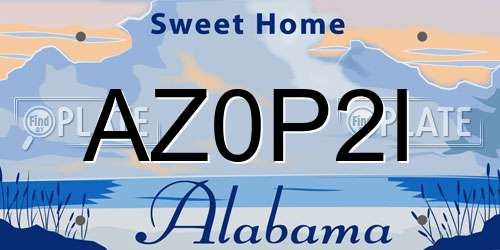 AZ0P2I Alabama License Plate