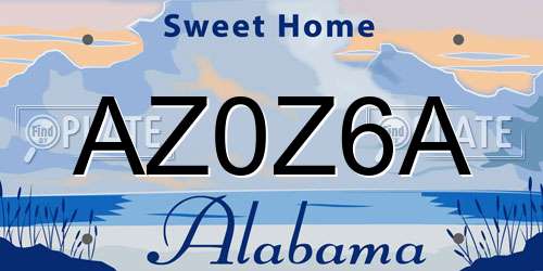 AZ0Z6A Alabama License Plate