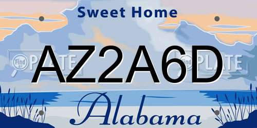 AZ2A6D Alabama License Plate