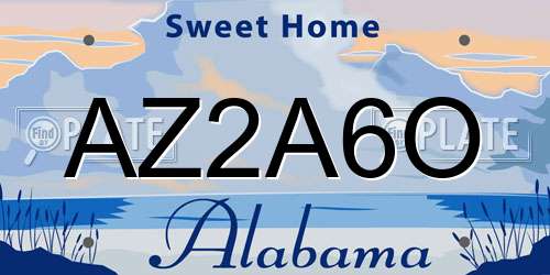 AZ2A6O Alabama License Plate