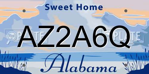 AZ2A6Q Alabama License Plate