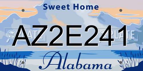 AZ2E241 Alabama License Plate