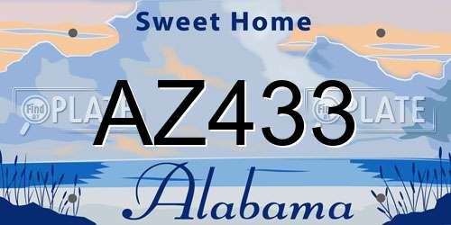 AZ433 Alabama License Plate