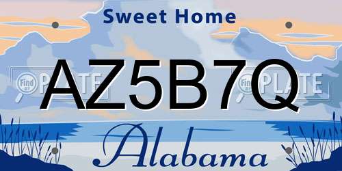 AZ5B7Q Alabama License Plate