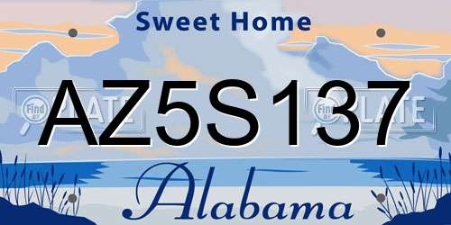 AZ5S137 Alabama License Plate