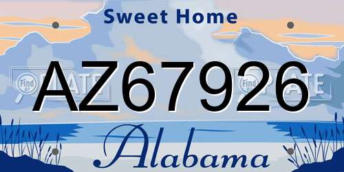 AZ67926 Alabama License Plate