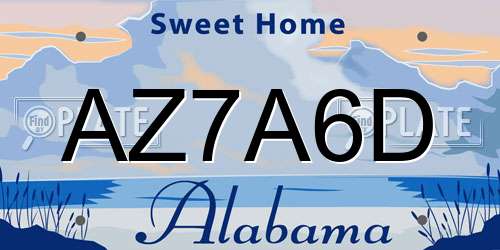 AZ7A6D Alabama License Plate