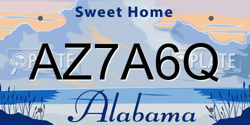 AZ7A6Q Alabama License Plate